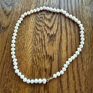 Genuine Freshwater Pearl Necklace 8-9mm 925 Sterling Silver 20” Natural Pearls